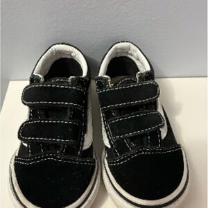 Vans toddler 4.5 Black and White Velcro Sneakers